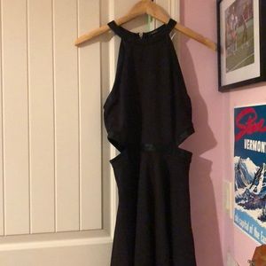 Black High Neck Dress with hip cut outs